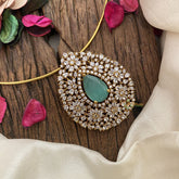 Vriksham Premium AD Stone Tear Drop Pendant Hasli Choker-Pastel Green-G16598